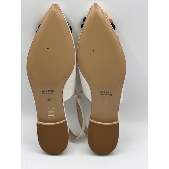 Pokemaoke Women Sandals 3D Flowers Ivory Satin Floral Slingback Formal Shoe 39 - Picture 8 of 8